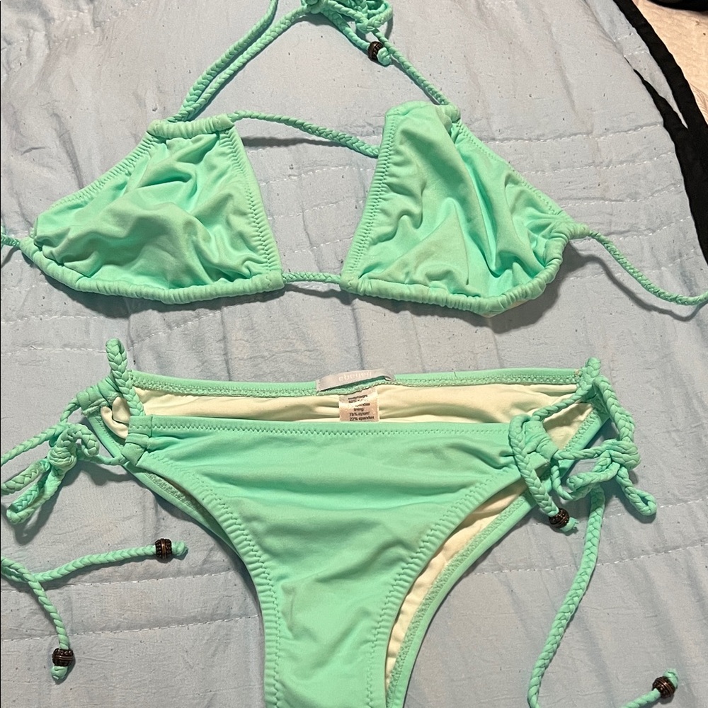 Eberjey turquoise Bikini Set top is large bottom is medium